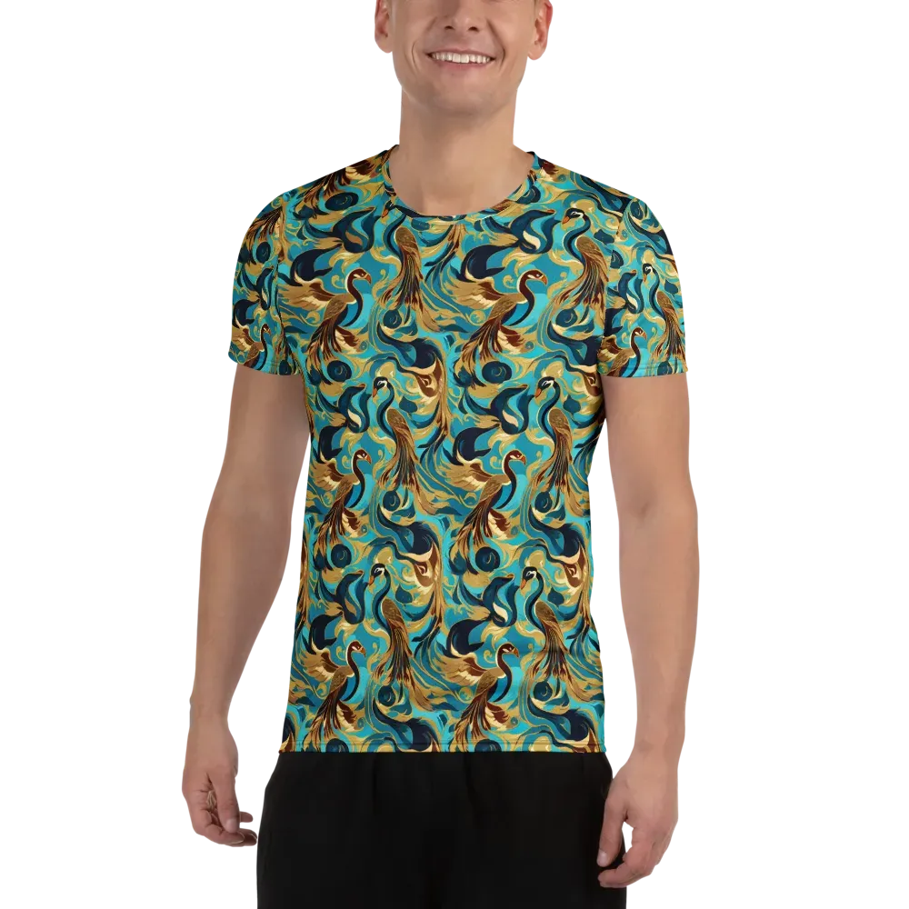 Gilded Crane Rhapsody on Men's Athletic T-Shirt — Front