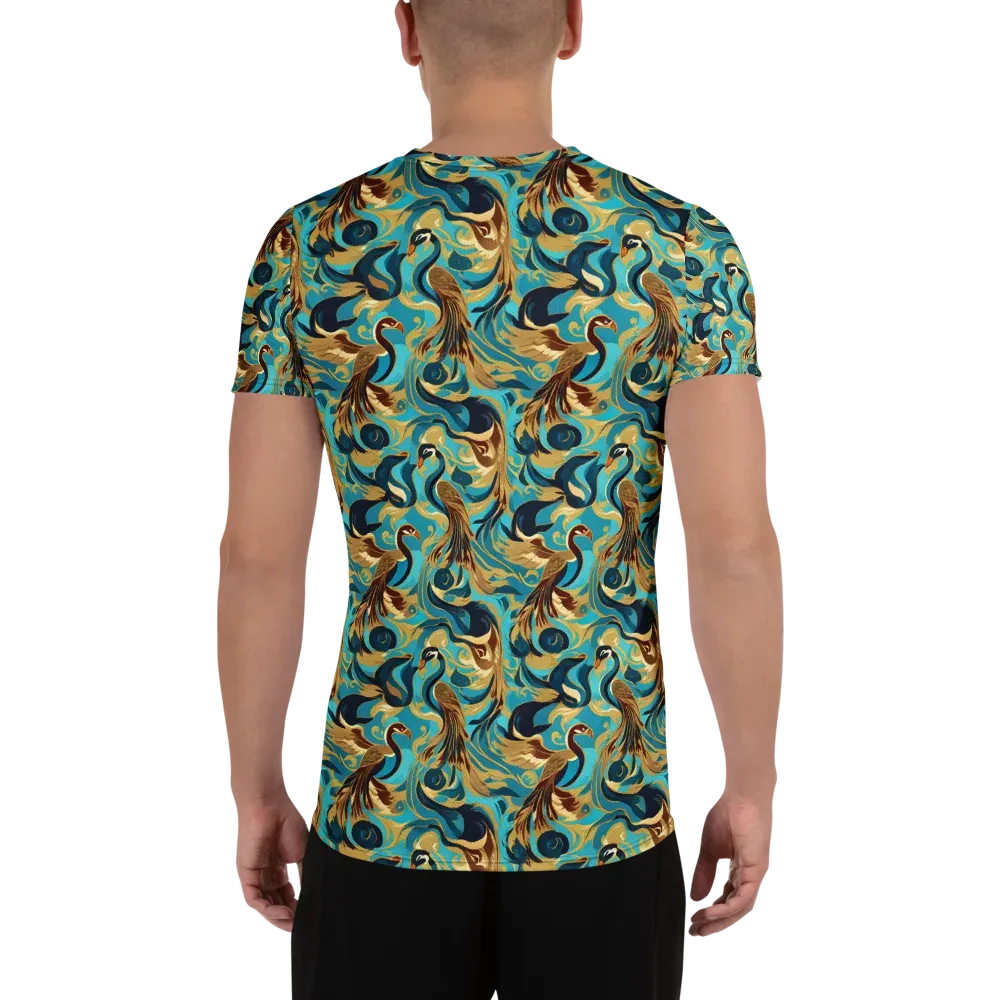 Gilded Crane Rhapsody on Men's Athletic T-Shirt — Back