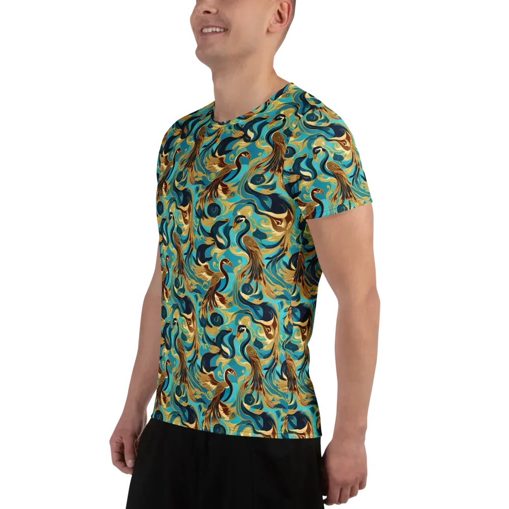 Gilded Crane Rhapsody on Men's Athletic T-Shirt — Left