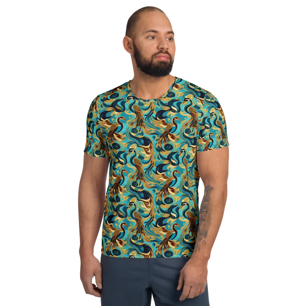 Gilded Crane Rhapsody on Men's Athletic T-Shirt — Front