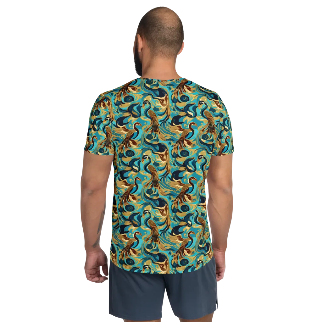 Gilded Crane Rhapsody on Men's Athletic T-Shirt — Back