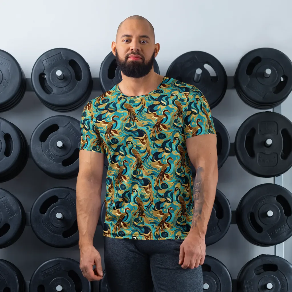 Gilded Crane Rhapsody on Men's Athletic T-Shirt — Front
