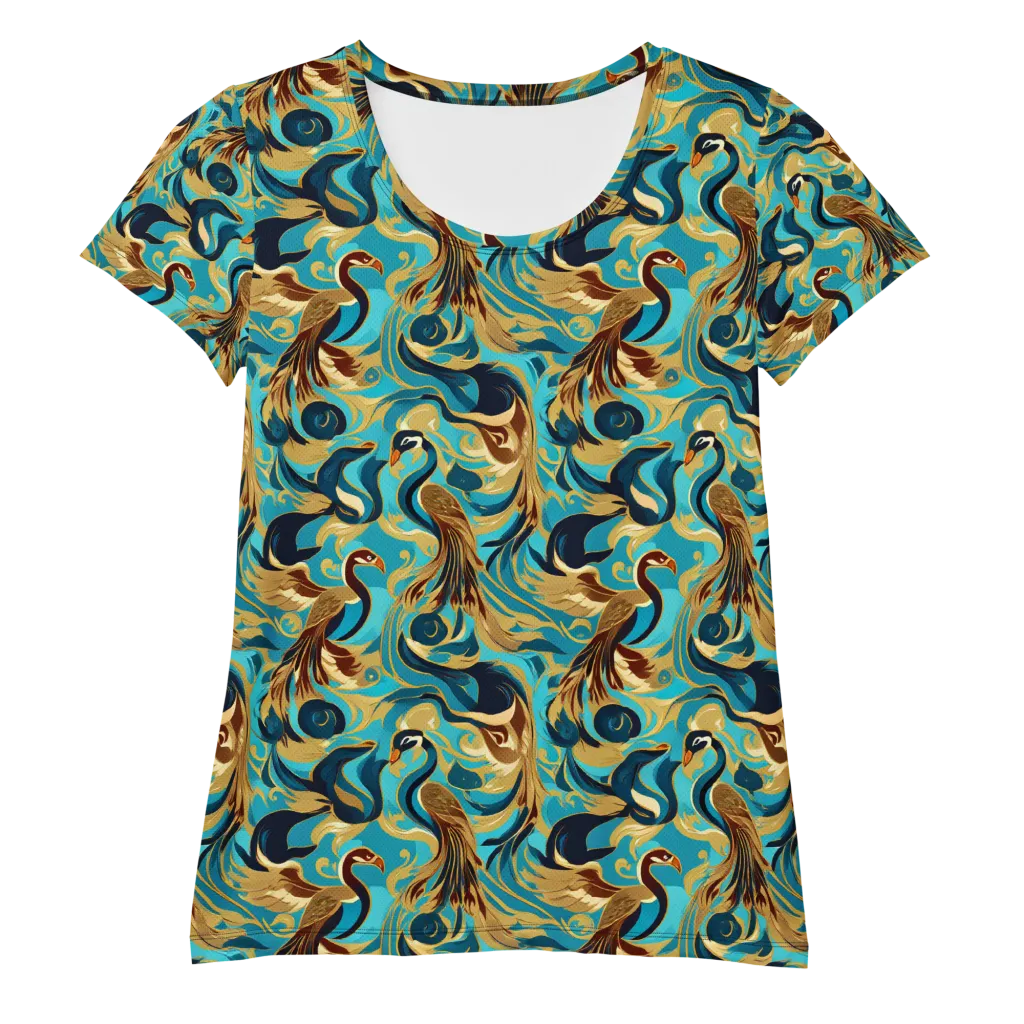 Gilded Crane Rhapsody on Women's Athletic T-Shirt — Front