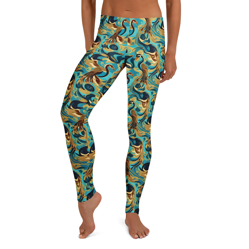Gilded Crane Rhapsody on Leggings — Front