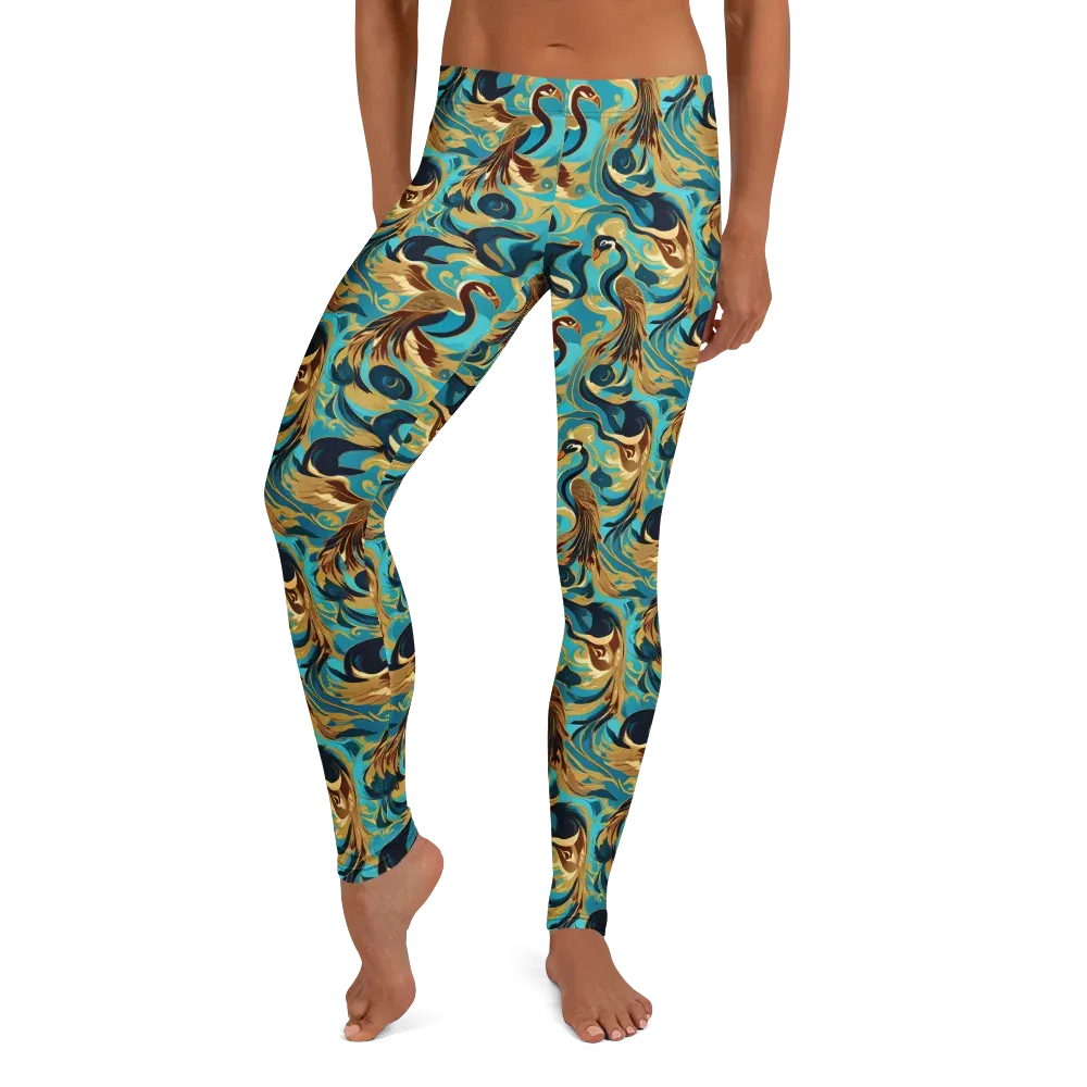 Gilded Crane Rhapsody on Leggings — Front