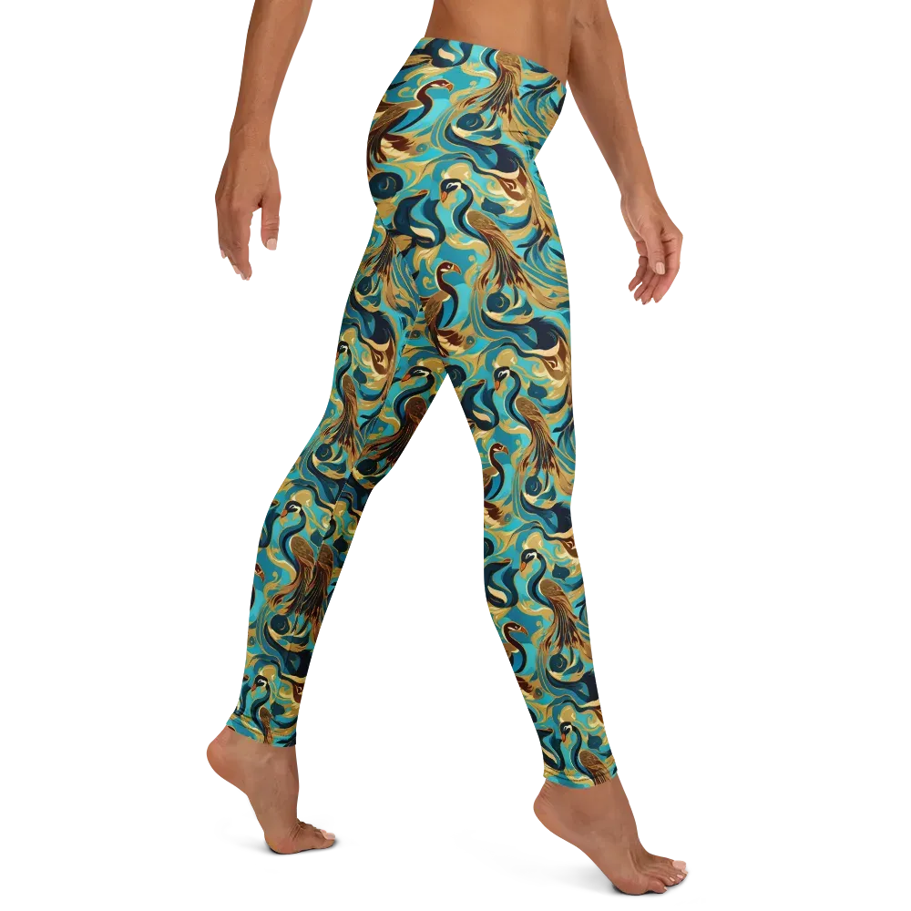 Gilded Crane Rhapsody on Leggings — Right