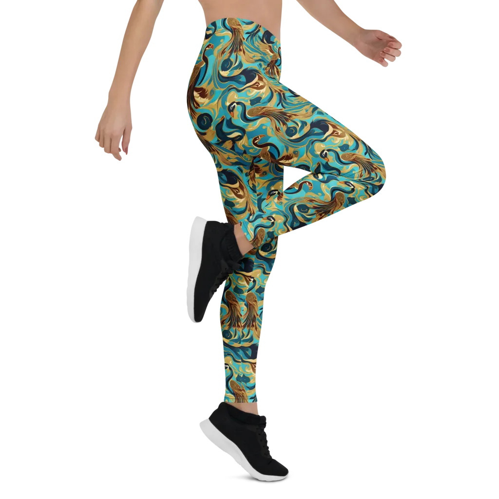 Gilded Crane Rhapsody on Leggings — Right