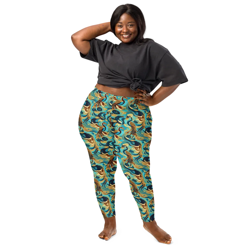 Gilded Crane Rhapsody on Leggings — Front