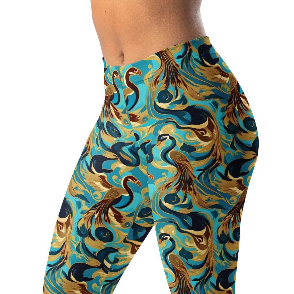 Gilded Crane Rhapsody on Leggings — Left Front