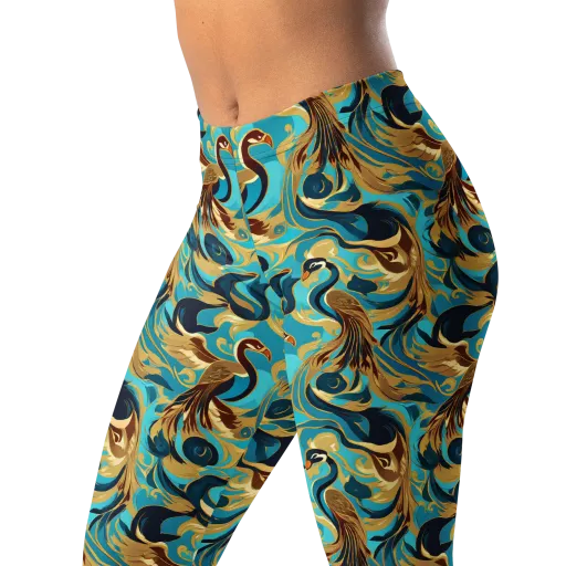 Gilded Crane Rhapsody on a Leggings