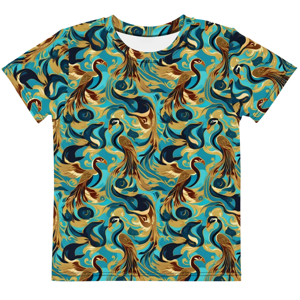 Gilded Crane Rhapsody on Kids Crew Neck T-Shirt — Front