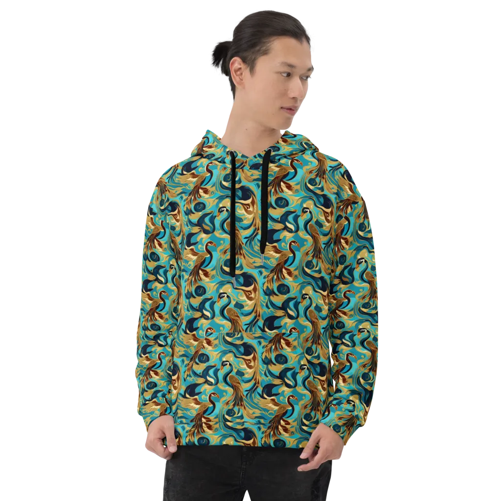 Gilded Crane Rhapsody on Hoodie — Front
