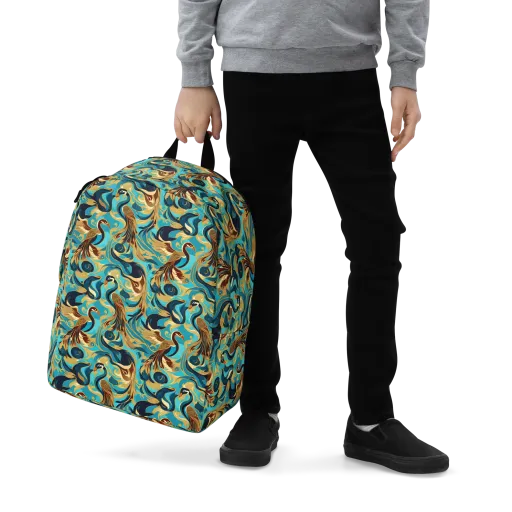 Gilded Crane Rhapsody on a Minimalist Backpack