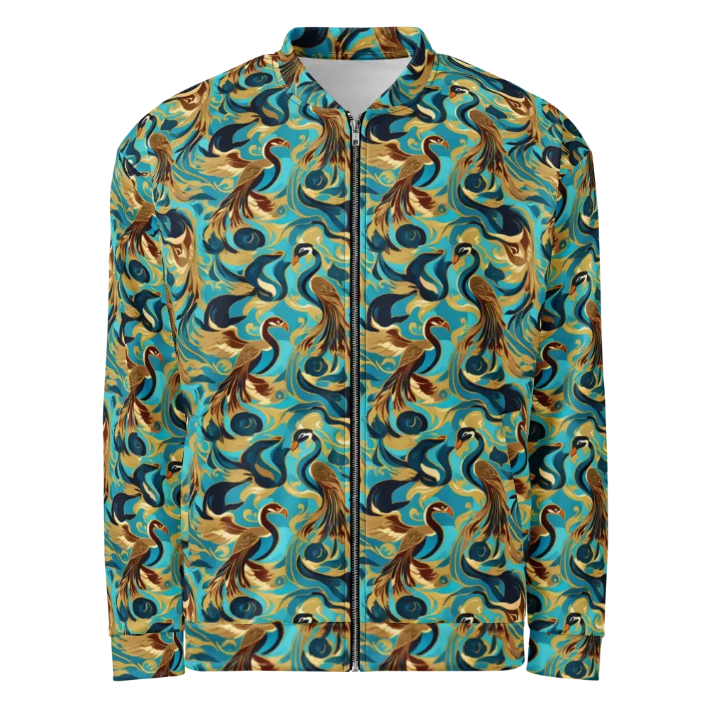 Gilded Crane Rhapsody on Bomber Jacket — Front
