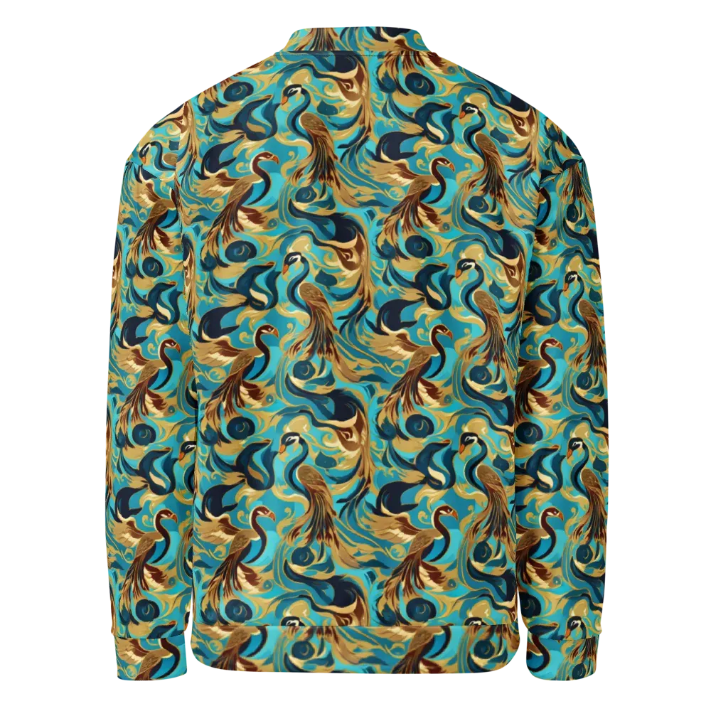 Gilded Crane Rhapsody on Bomber Jacket — Back