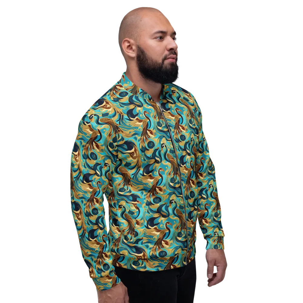 Gilded Crane Rhapsody on Bomber Jacket — Right