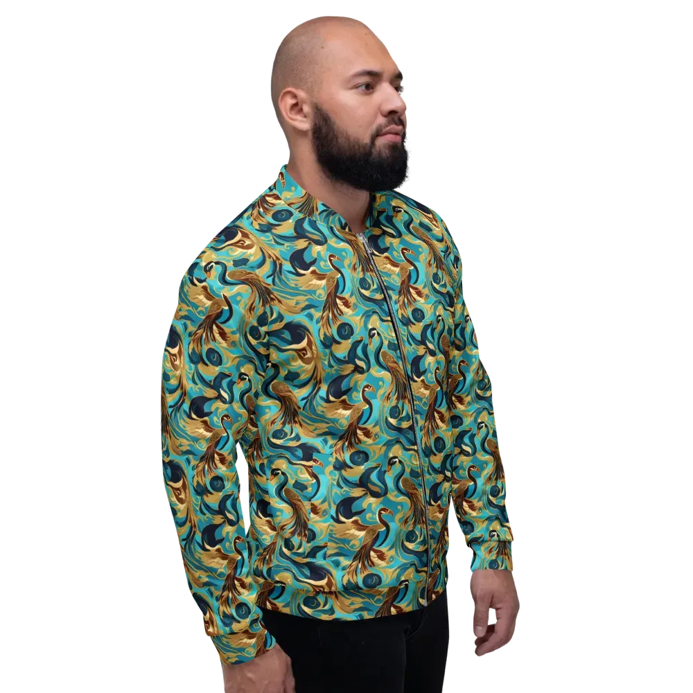 Gilded Crane Rhapsody on Bomber Jacket — Right