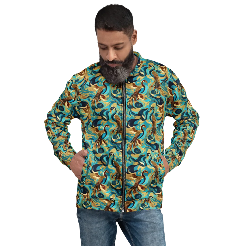Gilded Crane Rhapsody on Bomber Jacket — Front