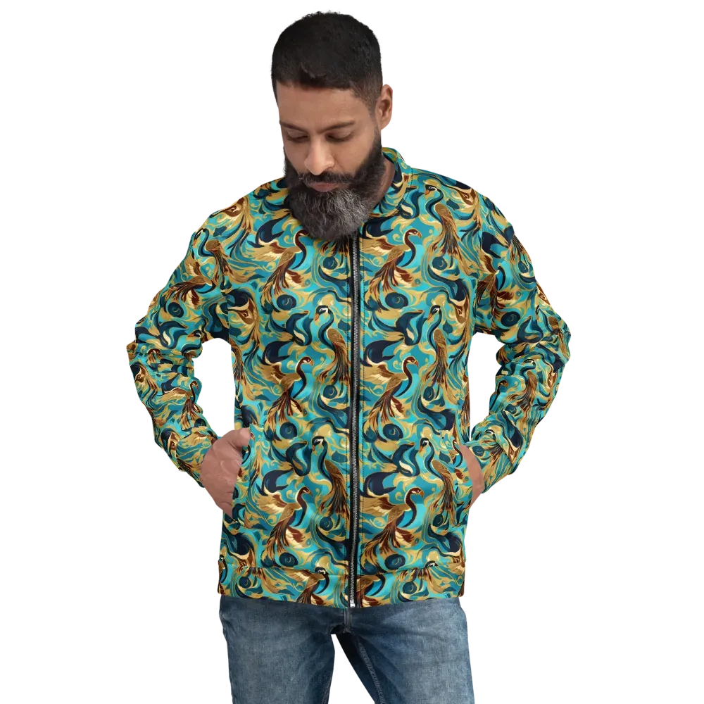 Gilded Crane Rhapsody on Bomber Jacket — Front