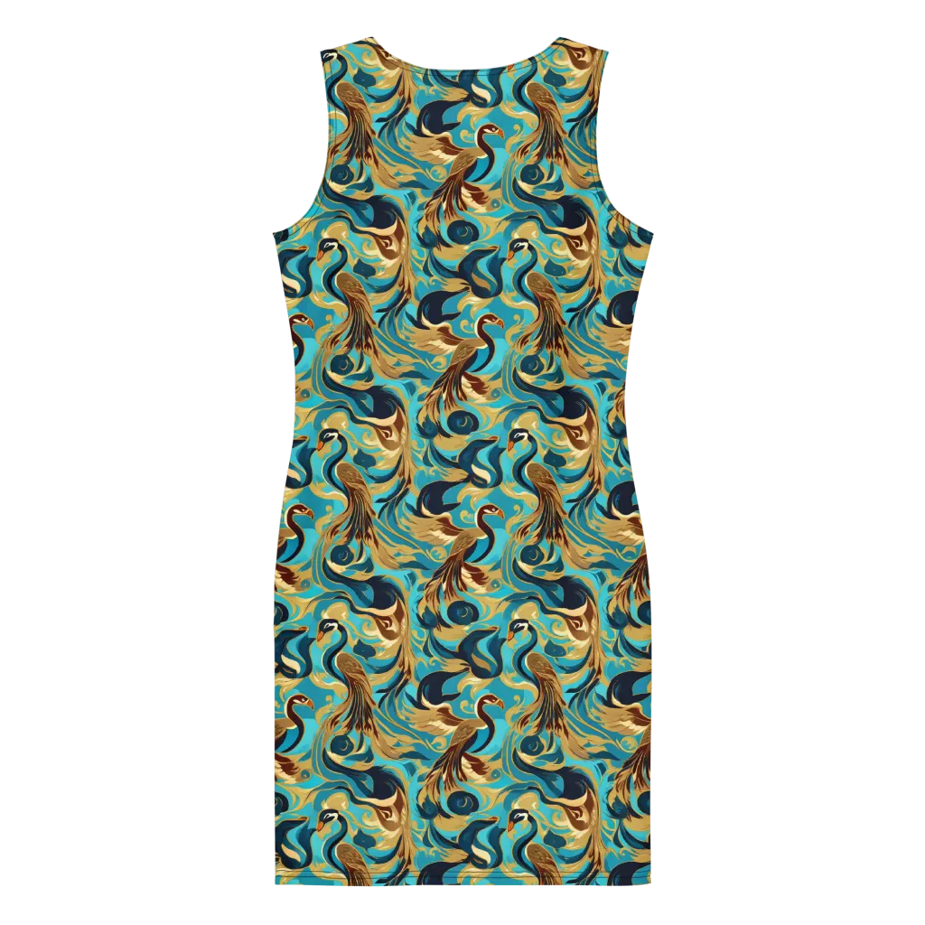 Gilded Crane Rhapsody on Bodycon Dress — Back