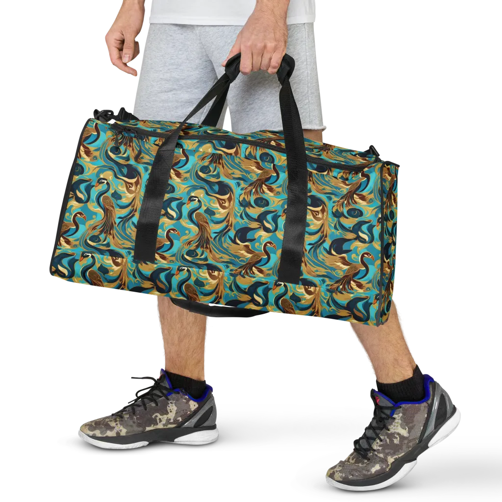 Gilded Crane Rhapsody on Duffle Bag — Front