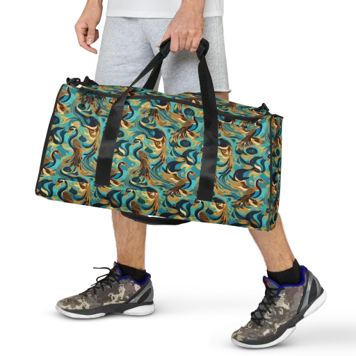 Gilded Crane Rhapsody on a Duffle Bag