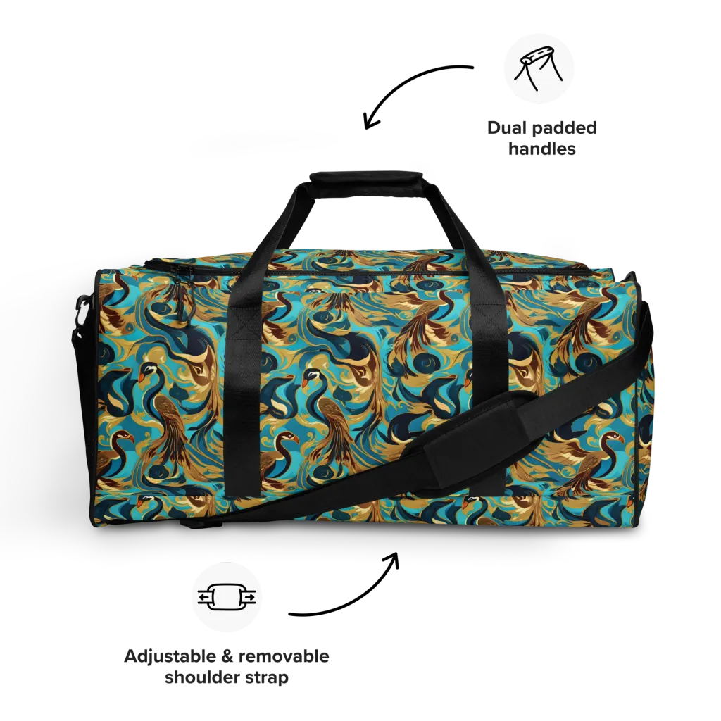 Gilded Crane Rhapsody on Duffle Bag — Front