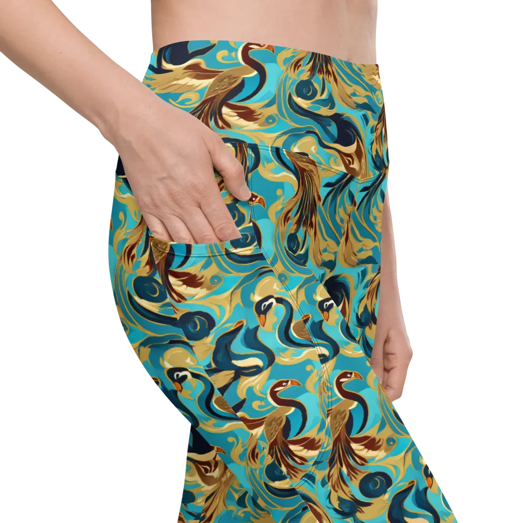 Gilded Crane Rhapsody on Leggings with Pockets — Product details