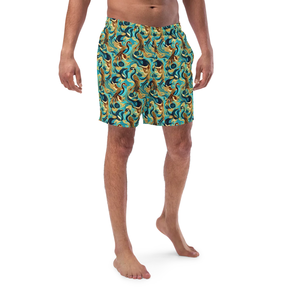 Gilded Crane Rhapsody on Swim Trunks — Front