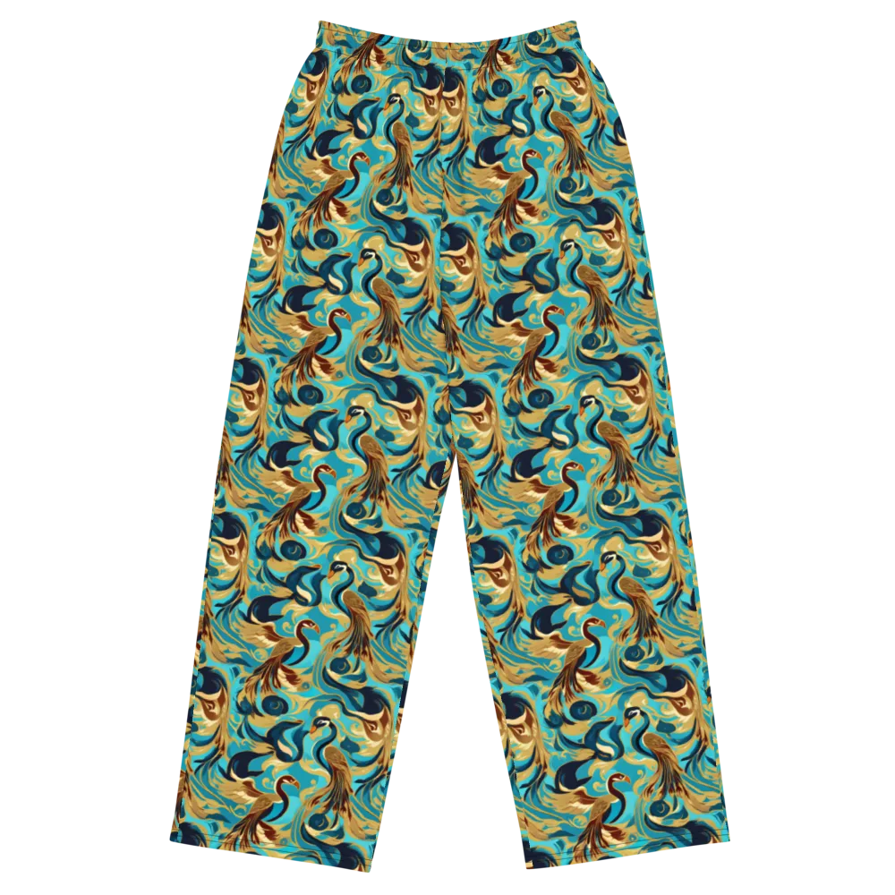 Gilded Crane Rhapsody on Wide-Leg Pants — Front