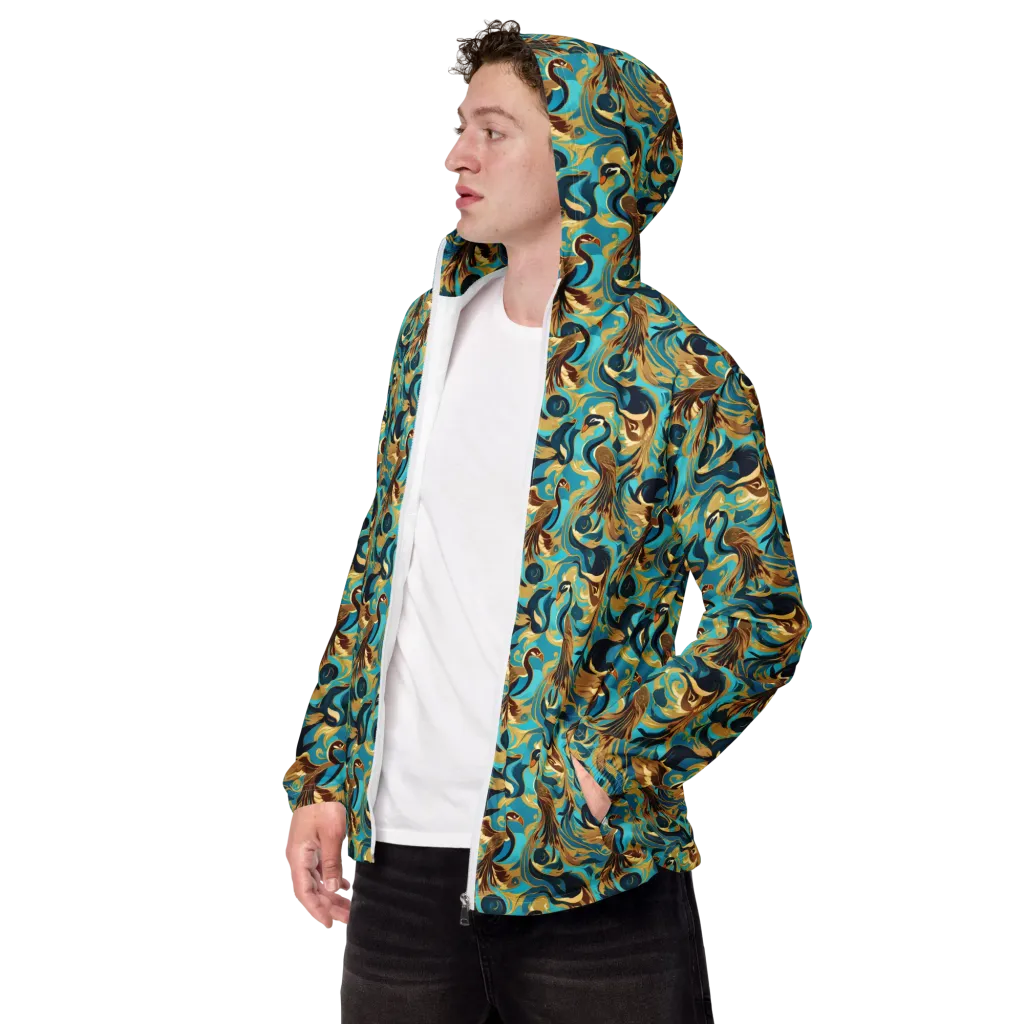 Gilded Crane Rhapsody on Men's Windbreaker — Left Front