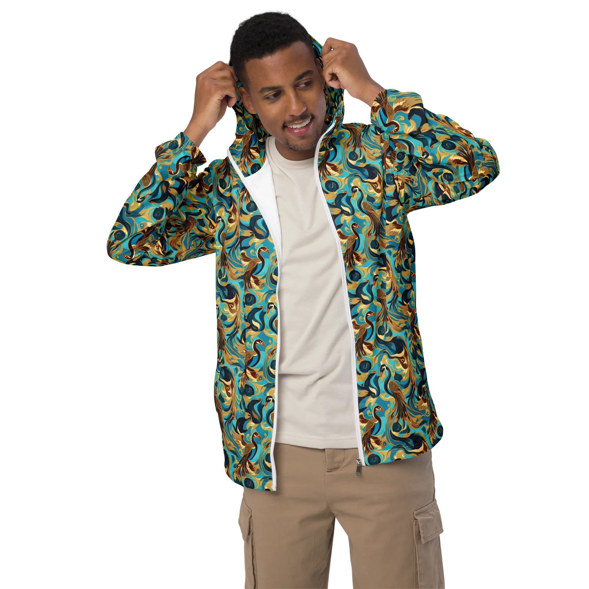 Gilded Crane Rhapsody on Men's Windbreaker — Front