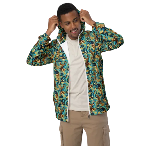 Gilded Crane Rhapsody on a Men's Windbreaker
