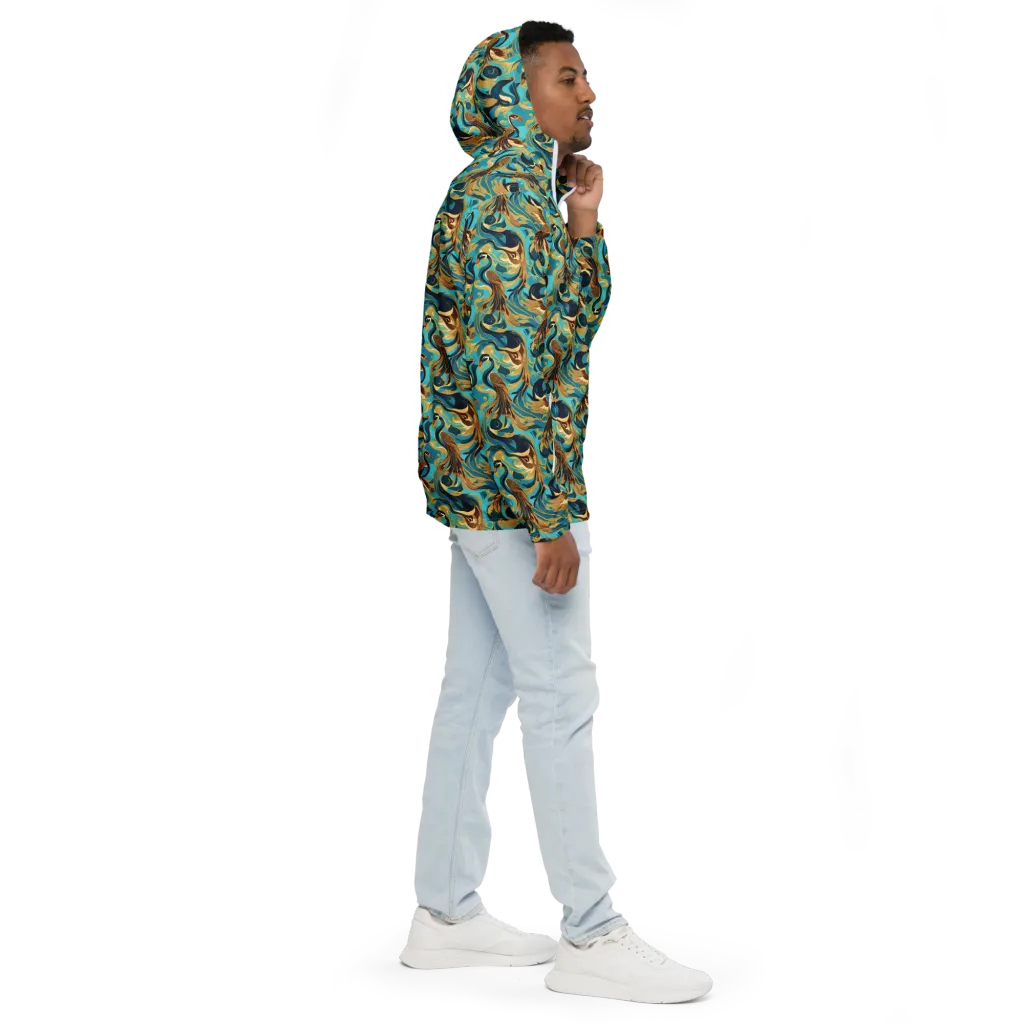 Gilded Crane Rhapsody on Men's Windbreaker — Right