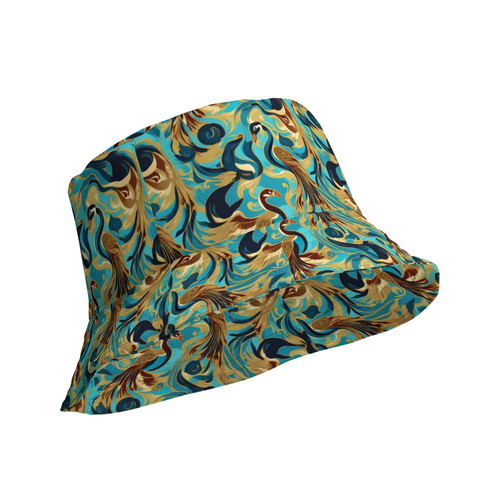 Gilded Crane Rhapsody on Reversible Bucket Hat — Product details Outside