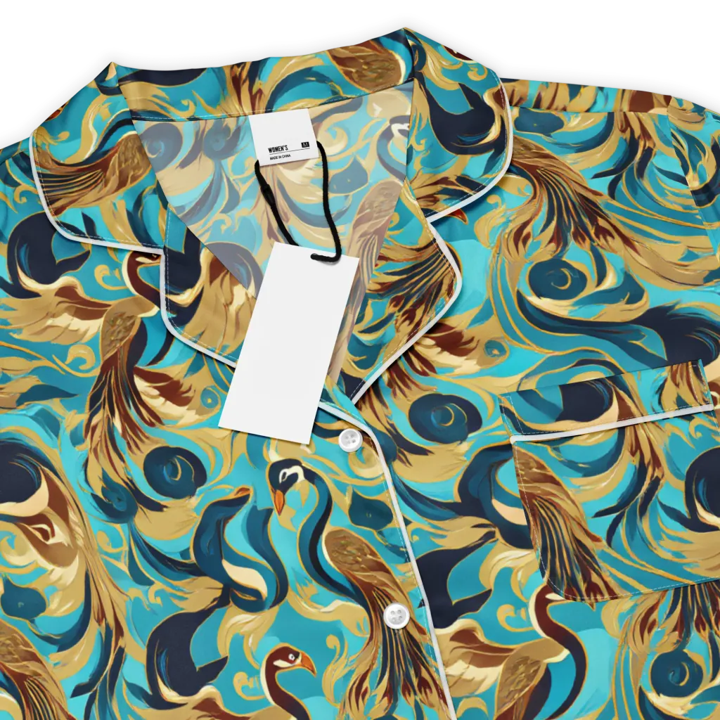 Gilded Crane Rhapsody on Women's Short Sleeve Pajama Top — Product details