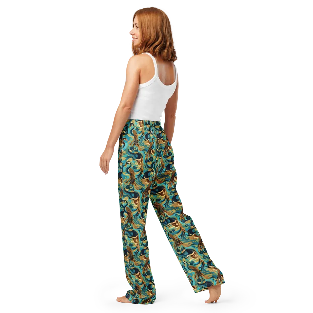 Gilded Crane Rhapsody on Women's Pajama Pants — Back