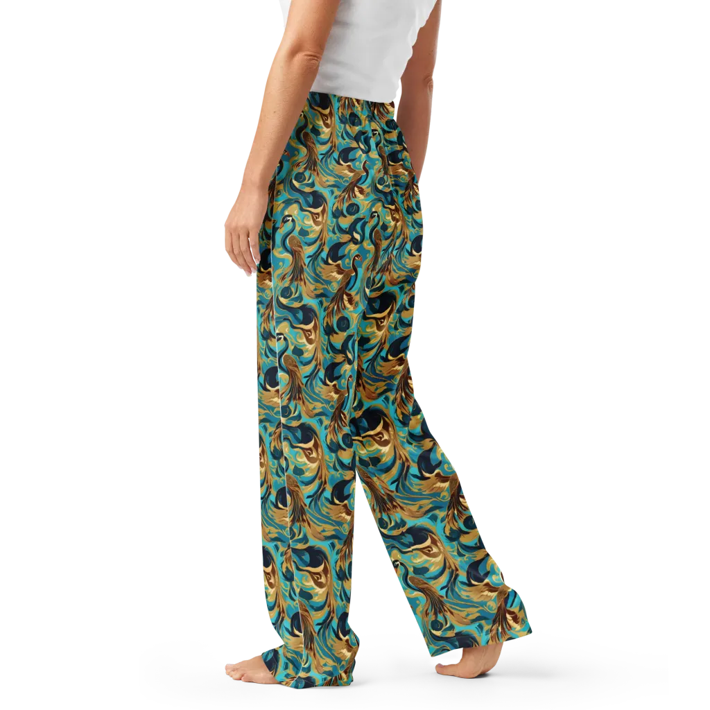 Gilded Crane Rhapsody on Women's Pajama Pants — Left