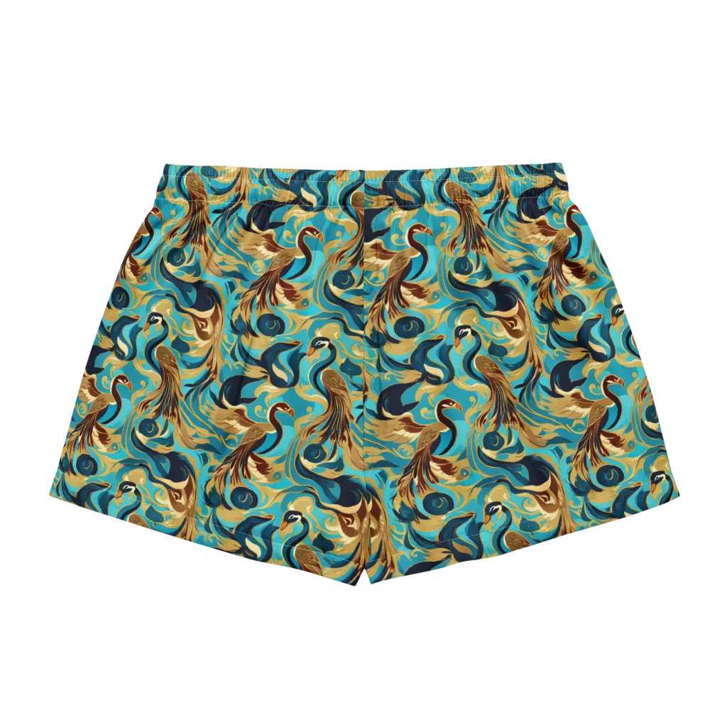 Gilded Crane Rhapsody on Women's Pajama Shorts — Back