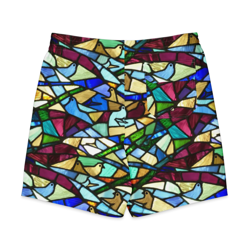 Birdsong Mosaic on Men's Board Shorts — Back