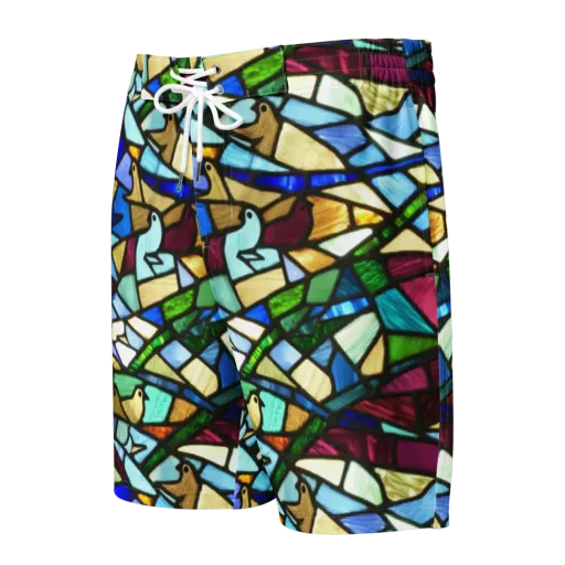 Birdsong Mosaic on a Men's Board Shorts
