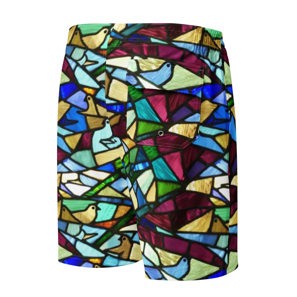 Birdsong Mosaic on Men's Board Shorts — Back