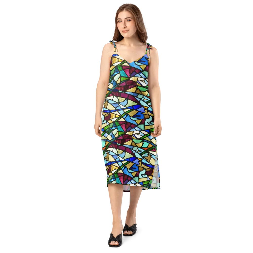Birdsong Mosaic on Slip Dress — Front