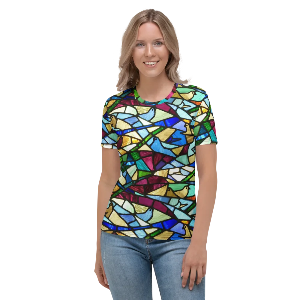 Birdsong Mosaic on Women's Crew Neck T-Shirt — Front