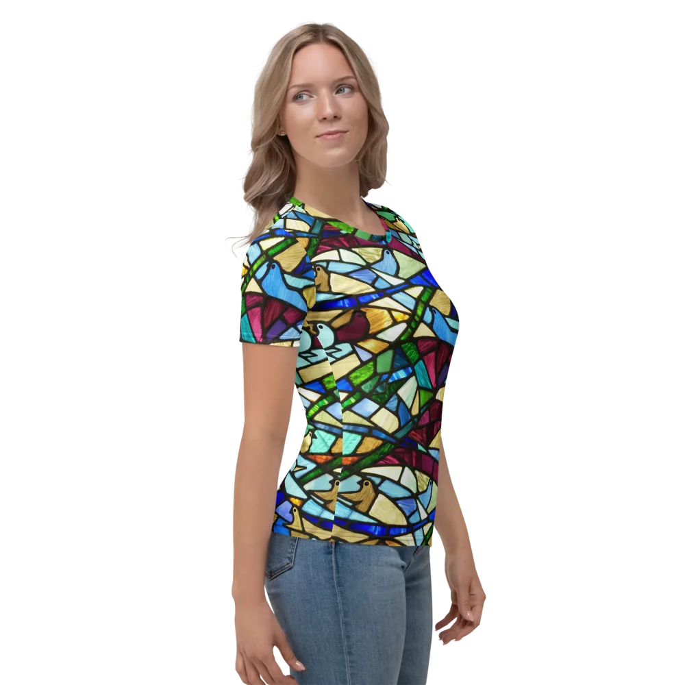 Birdsong Mosaic on Women's Crew Neck T-Shirt — Right