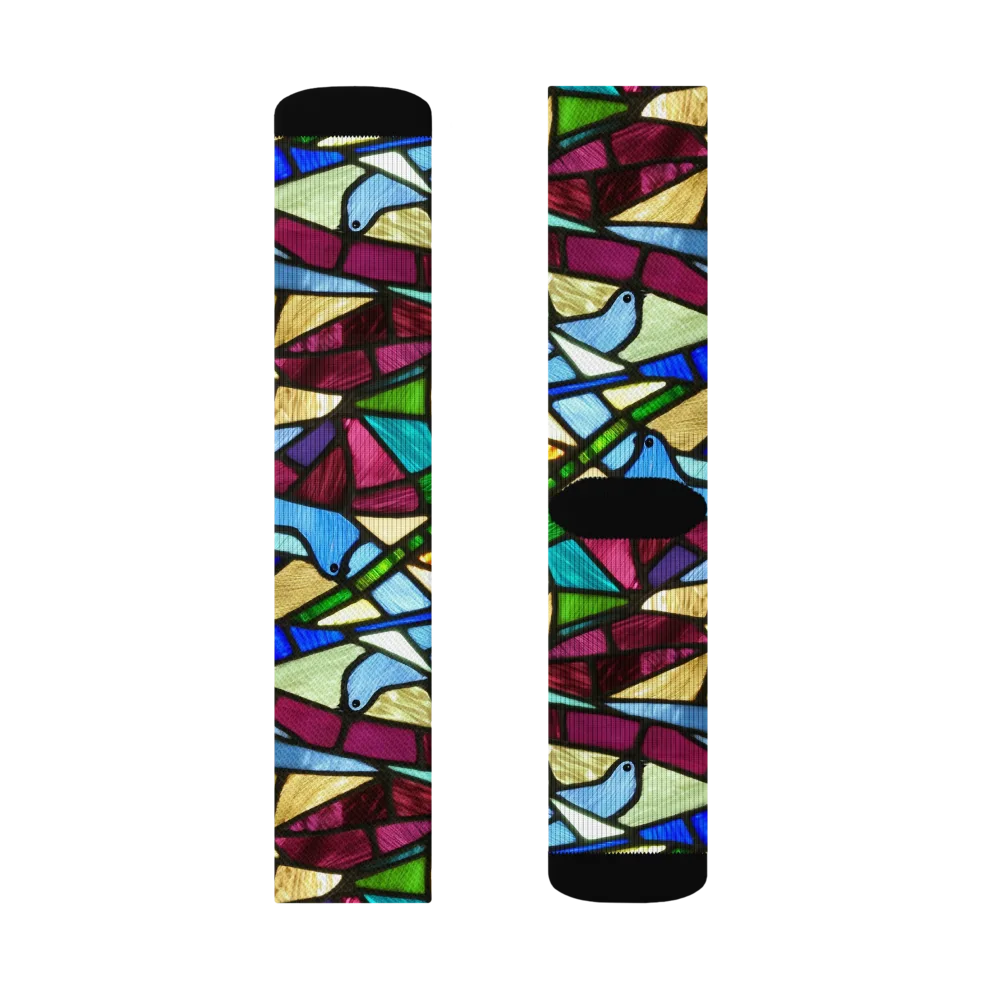 Birdsong Mosaic on Socks — Right Sock
