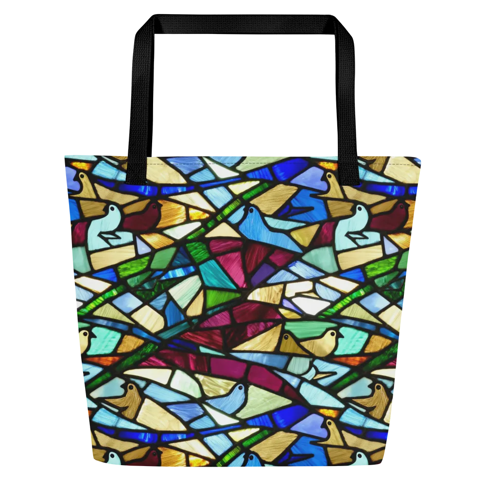 Birdsong Mosaic on Large Tote Bag W/ Pocket — Front