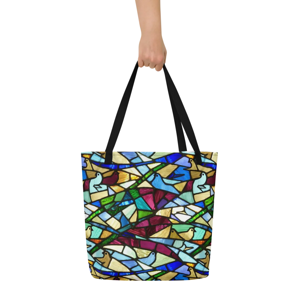 Birdsong Mosaic on Large Tote Bag W/ Pocket — Front
