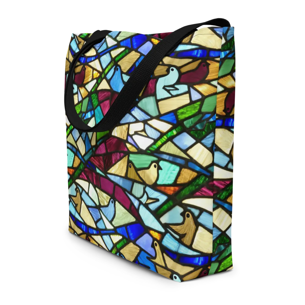 Birdsong Mosaic on Large Tote Bag W/ Pocket — Front