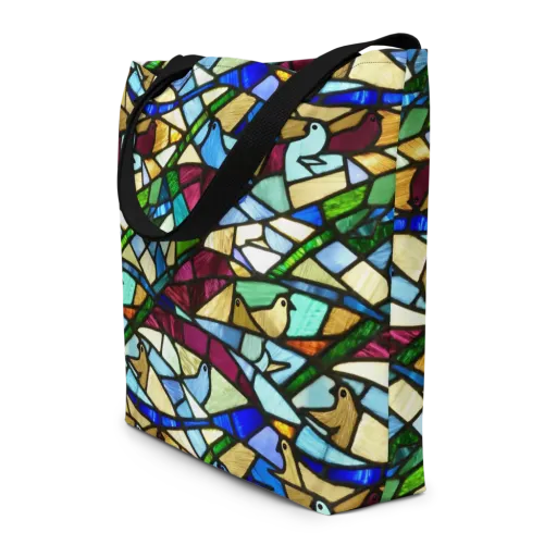 Birdsong Mosaic on a Large Tote Bag W/ Pocket